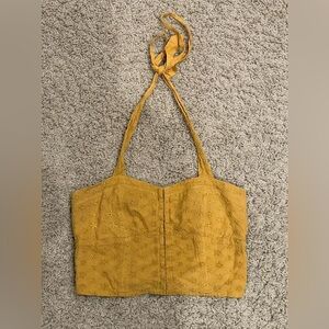 american eagle yellow corset-style halter top